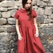 Linen dresses for women, linen women dress , linen casual dress, linen summer dress, linen dress with round collar