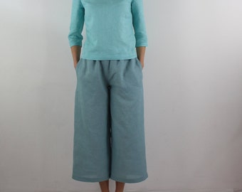 Linen pants/Women pants/City pants/Linen pants with pockets/Casual pants/ Cropped pants