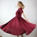 Wedding guest dress/ Cocktail dress/ Linen women dress/ Linen maxi dress/ S ummer dress/Burgundy dress/ Full circle skirt/ Evening dress