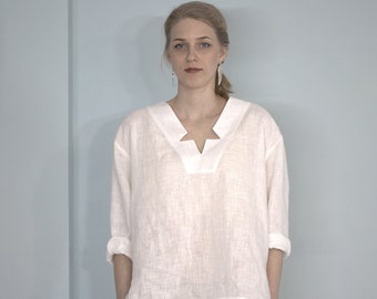 Linen  top/ white women blouse/women top/linen clothing