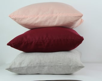 100% Natural Linen Pillow Case, Square Pillow Cover, Linen Cushion Cover, Simple Color Pillow cover, Linen Throw Pillow,
