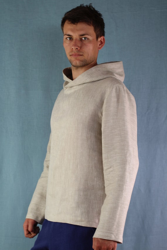 Made to Measure Men's Natural Linen Shirt With Hood, Long Sleeve Shirt,  Natural Linen Shirt, Hoodie Shirt for Men -  Canada