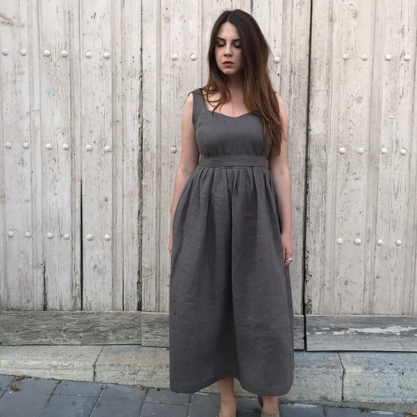 Linen women sleeveless dress  , linen casual dress, linen summer dress, linen dress, sleeveless dress