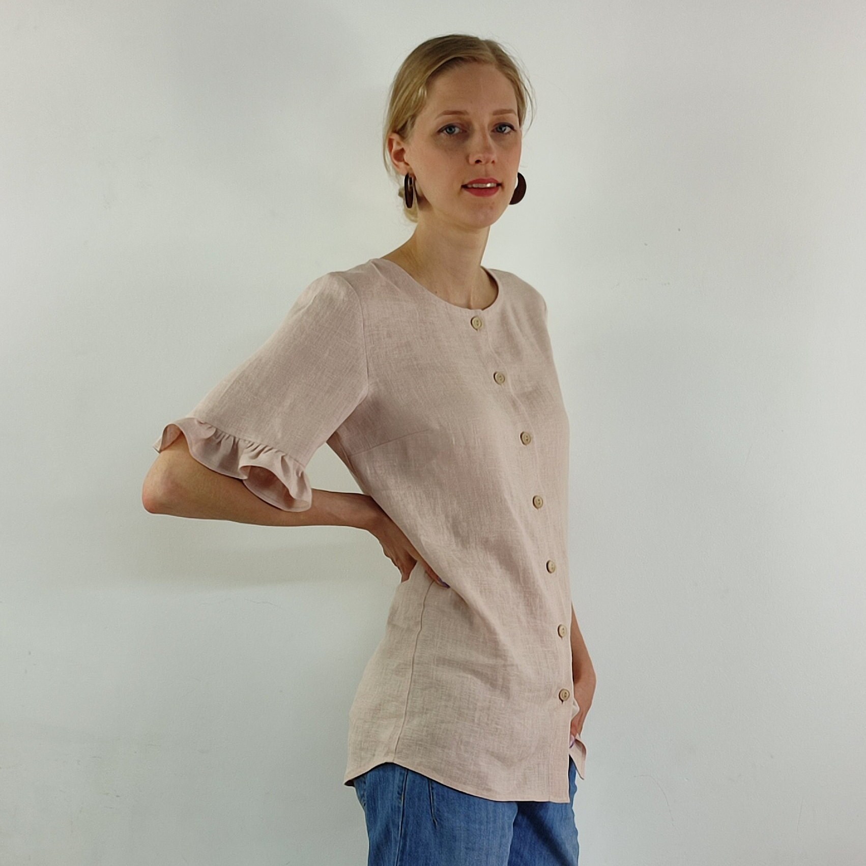 EZBELLE Damen-Bluse Mit Knopfleiste – Lässiges Oversize-Top Für Jeden Anlass