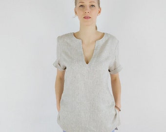 Linen blouse/ Linen top/  Natural color summer top/ Linen women top/ Casual top/ summer blouse