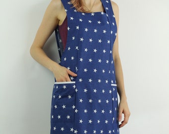 Cotton apron/ Japanese cross back apron/ Cross back cotton apron/ Pinafore cotton apron/ Japanese apron/ Mother's day gift