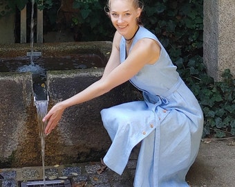 Linen dress,  maxi dress, linen casual dress, linen summer dress,  button front dress, button down dress