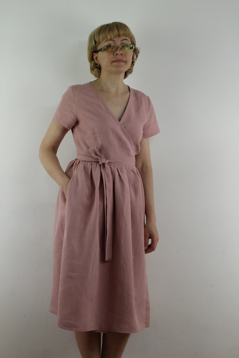 linen summer dress linen casual dress linen women dress Linen dresses for women linen wrap dress