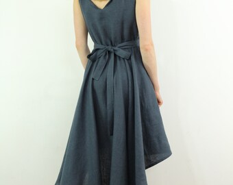 Linen dress/ maxi dress/ Linen long dress/ Linen summer dress/ Linen elegant dress/ Linen grey violet dress