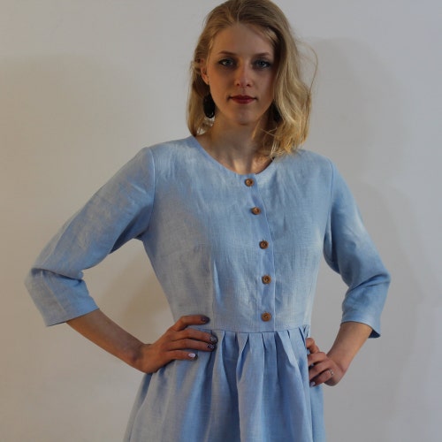 Linen Dress for Women/ Casual Dress/ Blue Dress/ Summer Linen | Etsy