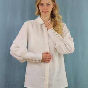 Linen top/ White women blouse/ women top/ linen clothing/ blouse with long sleeves/ white top