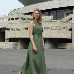 Vestido de linho, vestido envoltório de linho, vestido casual de linho, vestido de verão de linho, vestido feminino de linho, vestido meio círculo, vestido maxi