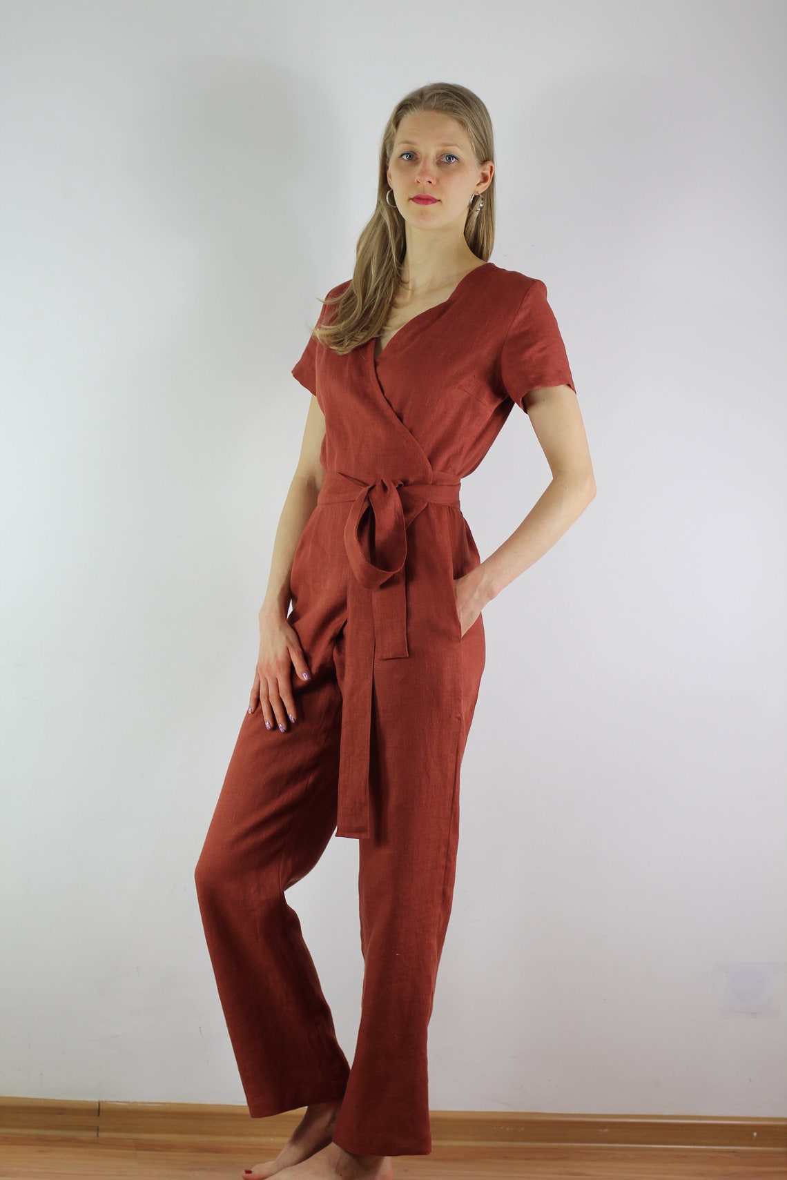 Women linen jumpsuit/ Casual linen jumpsuits/ Jumpsuit for Etsy