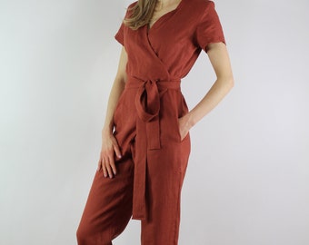 Combinaison en lin pour femme/ Combinaisons décontractées en lin/ Combinaison pour femme/ Combinaison d'été