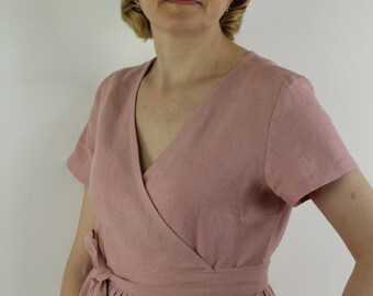 Linen dresses for women, linen wrap dress , linen casual dress, linen summer dress, linen women dress