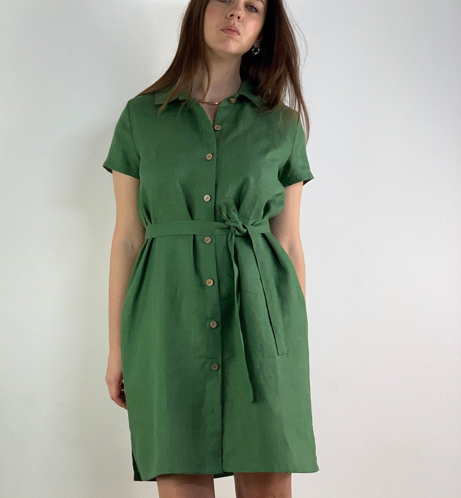 Linen Dresses for Women/ Linen Dress With Belt/ Linen Women Etsy