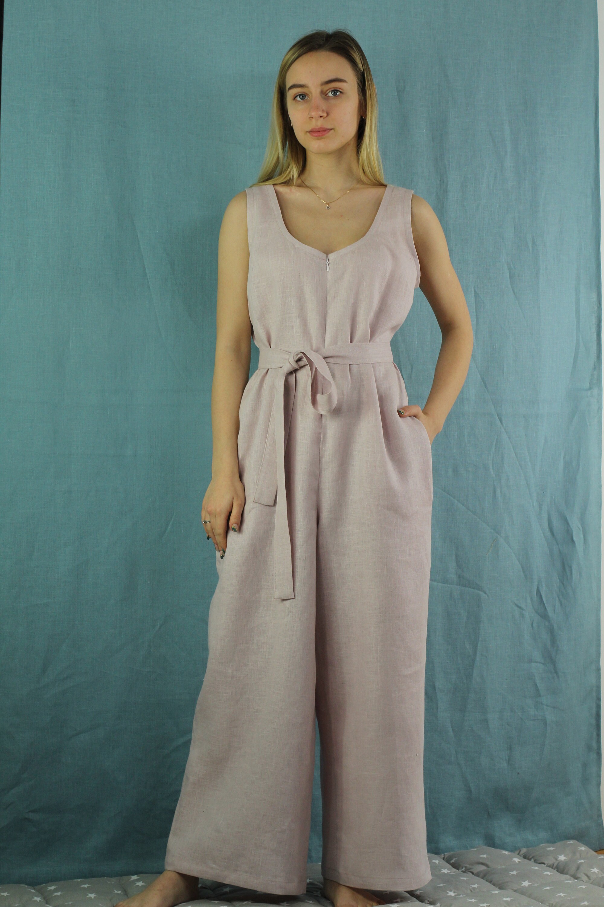 Women linen jumpsuit/ Summer jumpsuit/ Casual linen jumpsuits/ Etsy