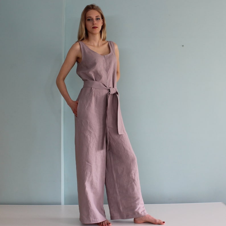 Women Linen Jumpsuit/ Casual Linen Jumpsuits/ Wide Legged Etsy