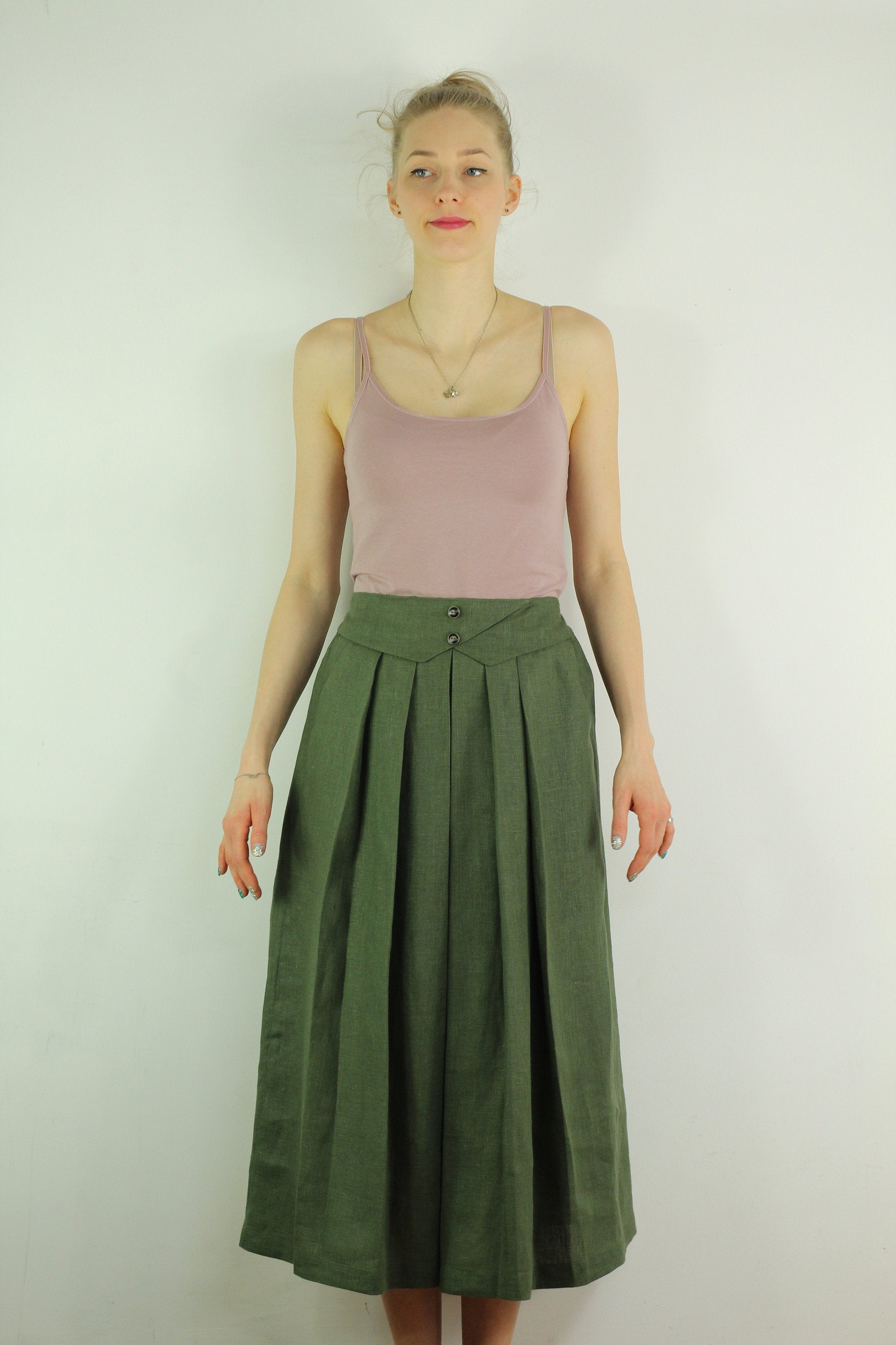 スカート L'Appartement Linen Canvas Long Skirt 38 linen-haven-maxi-skirt-navy-xs