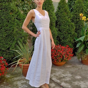 Maxi Linen Dress Linen Casual Dress Summer Backless Dress - Etsy