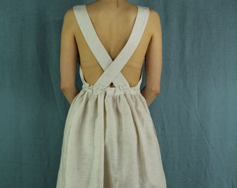 Linen dress/Linen long dress/ Linen summer dress/ Linen casual dress/ Linen midi dress/ Cross back dress