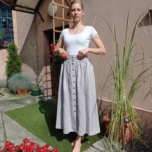 linen long skirt/ summer skirt/ casual skirt