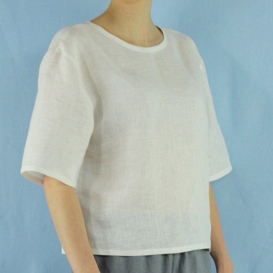 Linen Blouse/ Linen Top/ White Summer Top/ Linen Women Top/ | Etsy
