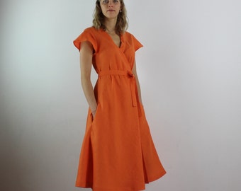 Linen dresses for women/ Linen wrap dress/ Linen women dress  , lLnen casual dress, Linen summer dress