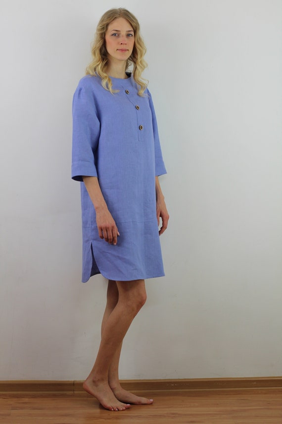 knee length dresses for ladies Linen Tunic Dress Tia, Tunic Plus Size main image 1