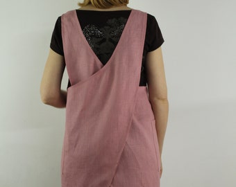 Linen apron/ Japanese cross back apron/ Cross back linen apron/ Pinafore linen apron/ Japanese apron/Unisex apron/