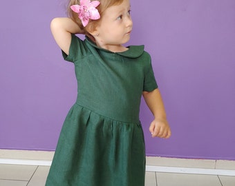 Matching linen dress, ready to ship, linen girl dress, baby girl dress, summer dress, casual dress