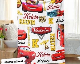 Personalized Lightning McQueen Baby Blanket, Custom Name Baby Shower Gift, Disney Gift, Personalized Cars Blanket, Disney Cars Birthday Gift