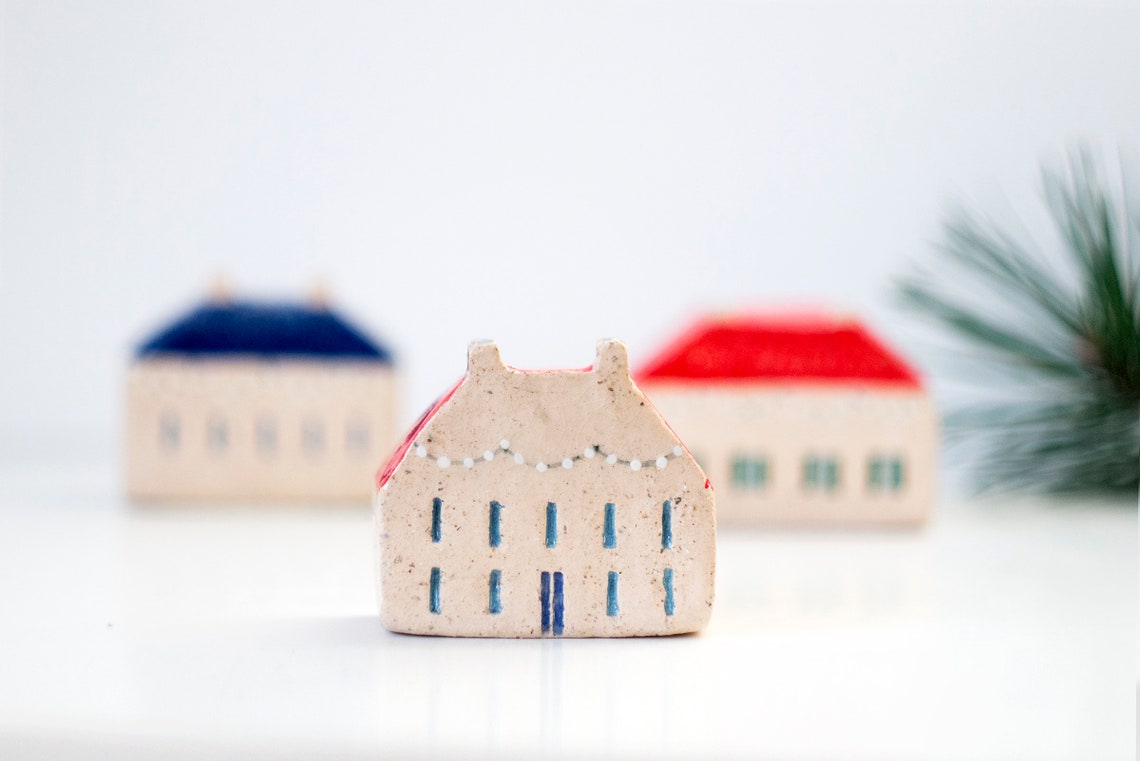 Ceramic House Figurine Gift Under the Tree Tiny House Etsy