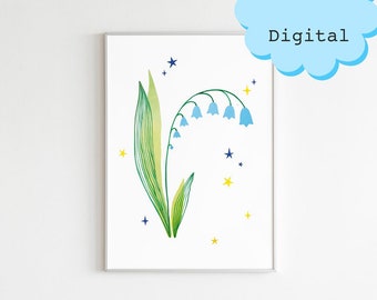 Lily of the Valley Print: Botanical Nursery Art (Digital Download)