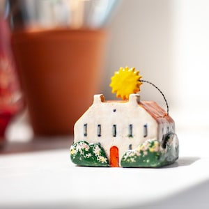Ceramic house, Tiny house, Miniature house, Cute Sculpture, Pottery Figurines, Ceramic miniatures, Little house, Housewarming gift, Clay