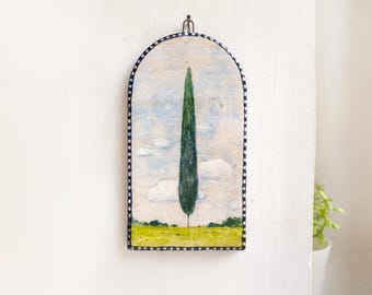 Unique ceramic wall art, Landscape, Botanical wall art, Ceramic, Home decor, Wall hanging, Floral illustration,Tile wall art,Boho decor,Clay