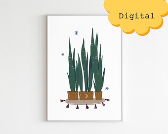 Botanical Print: Snake Plant Illustration (Digital Download)