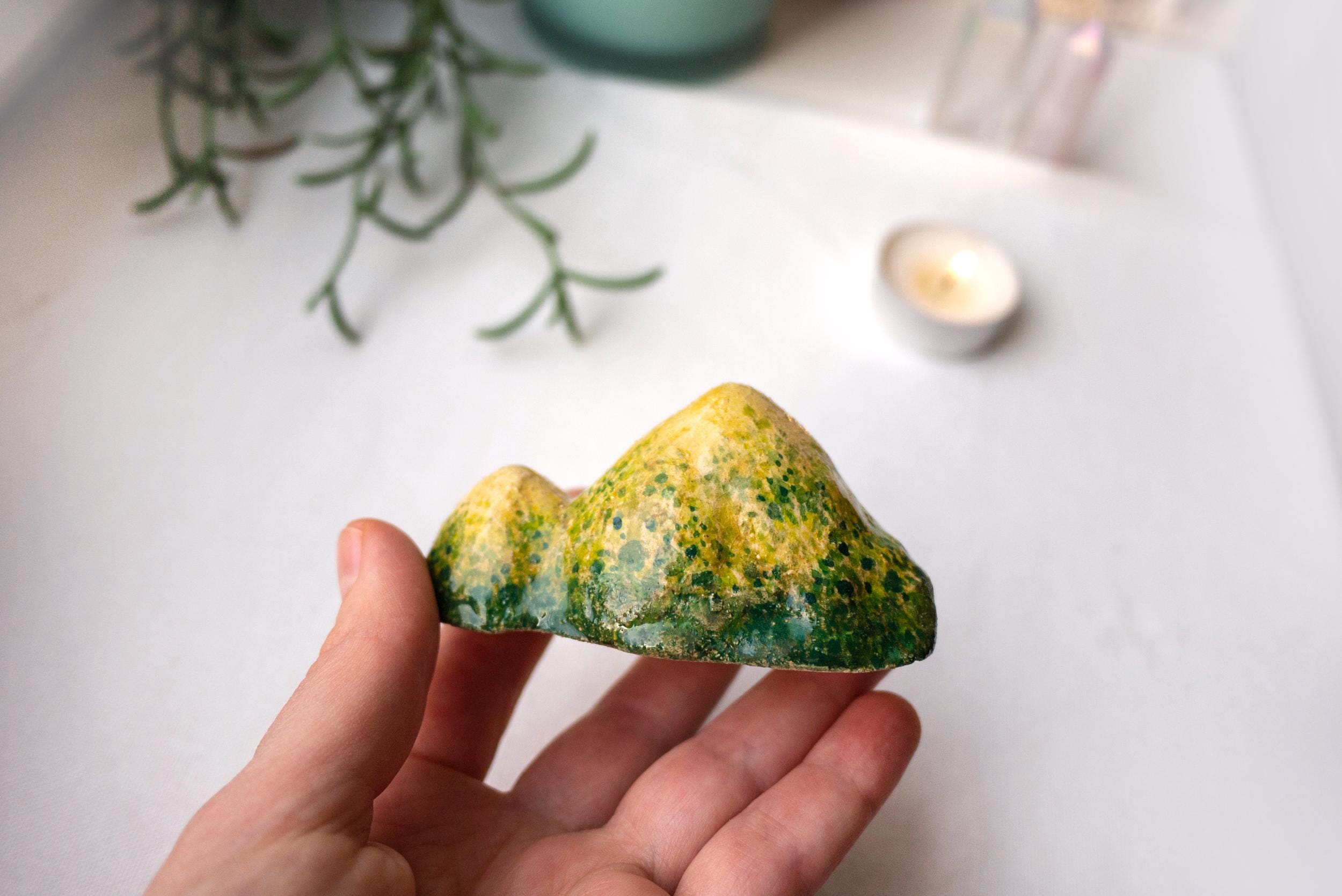 Ceramic Mountain, Tiny Figurine, Miniature House, Cute Sculpture ...