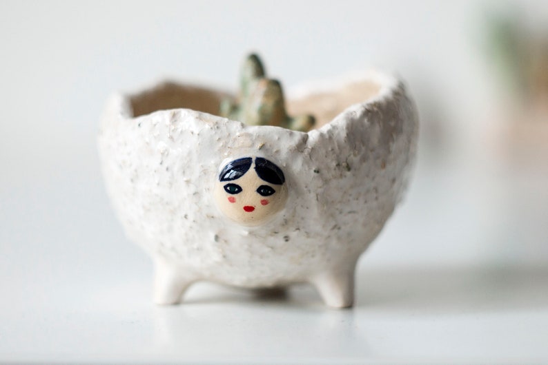 Flower pot Plant pot Succulent clay planter Girl Succulent plant pot Cache pot Modern mini planter Ceramic planter Ceramic cactus pot