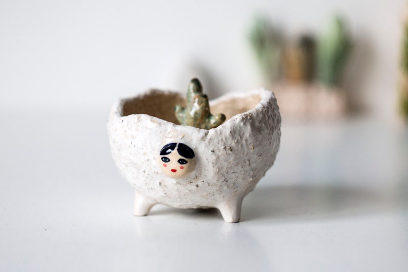 Flower pot Plant pot Succulent clay planter Girl Succulent plant pot Cache pot Modern mini planter Ceramic planter Ceramic cactus pot