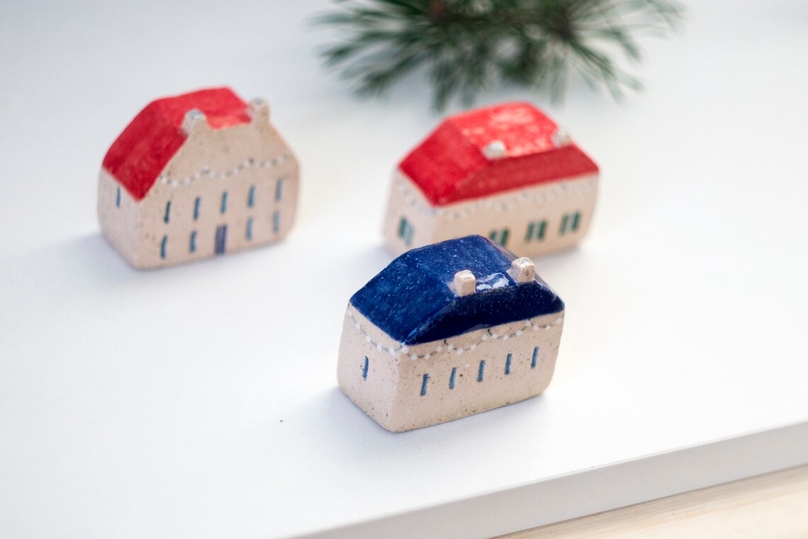 Ceramic House Figurine Gift Under the Tree Tiny House Etsy