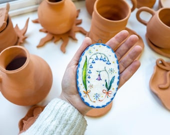 Unique ceramic wall art, Landscape, Botanical wall art, Ceramic, Home decor, Wall hanging, Floral illustration,Tile wall art,Boho decor,Clay