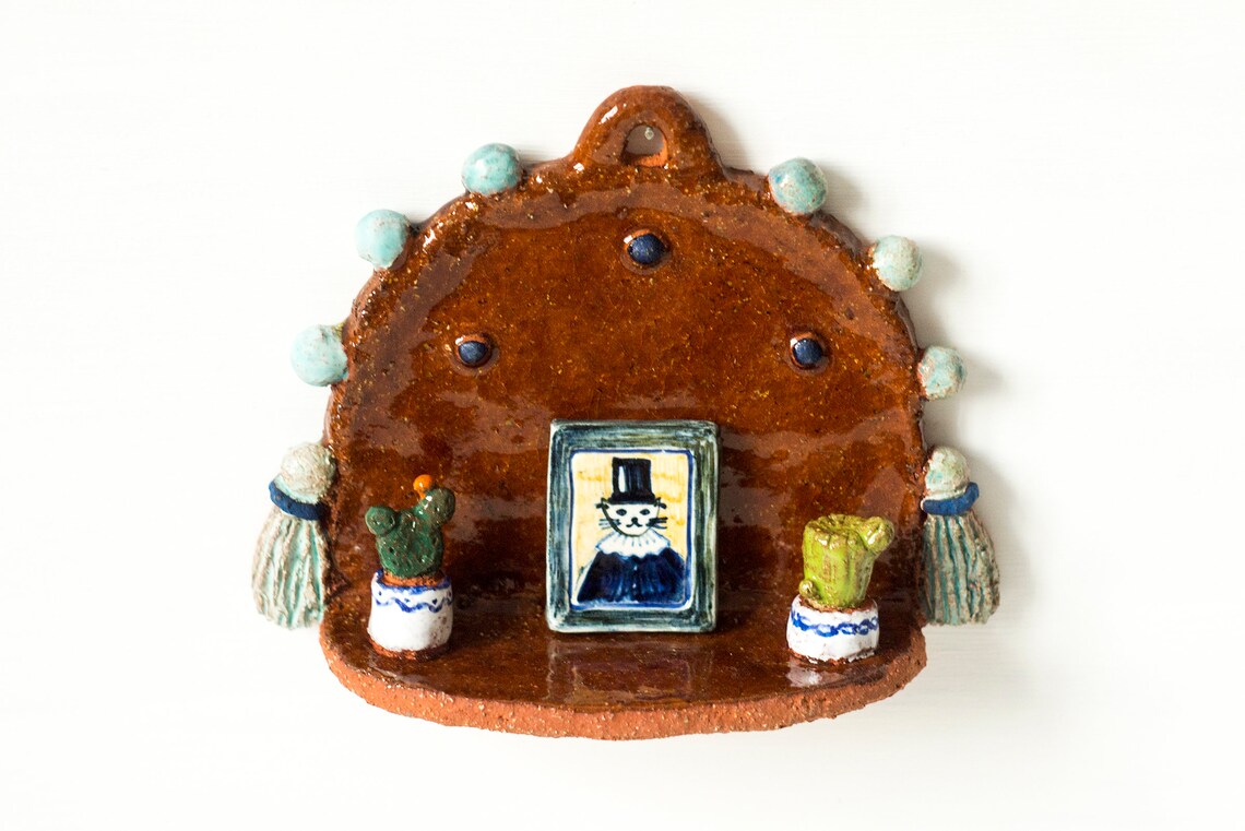 Ceramic wall art Wall hanging Wall shrine Wall altar shelf Etsy