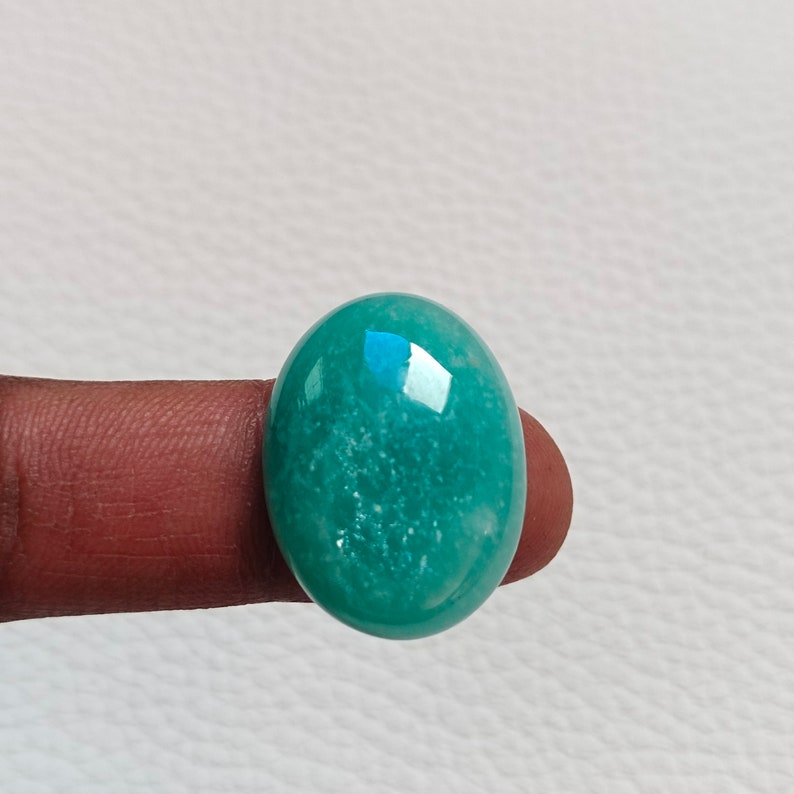 Beautiful Amazonite Cabochon Gemstone Natural High Quality Green Amazonite Healing Palmstone Gemstone Oval Shape Size 21x19x6mm 29Cts