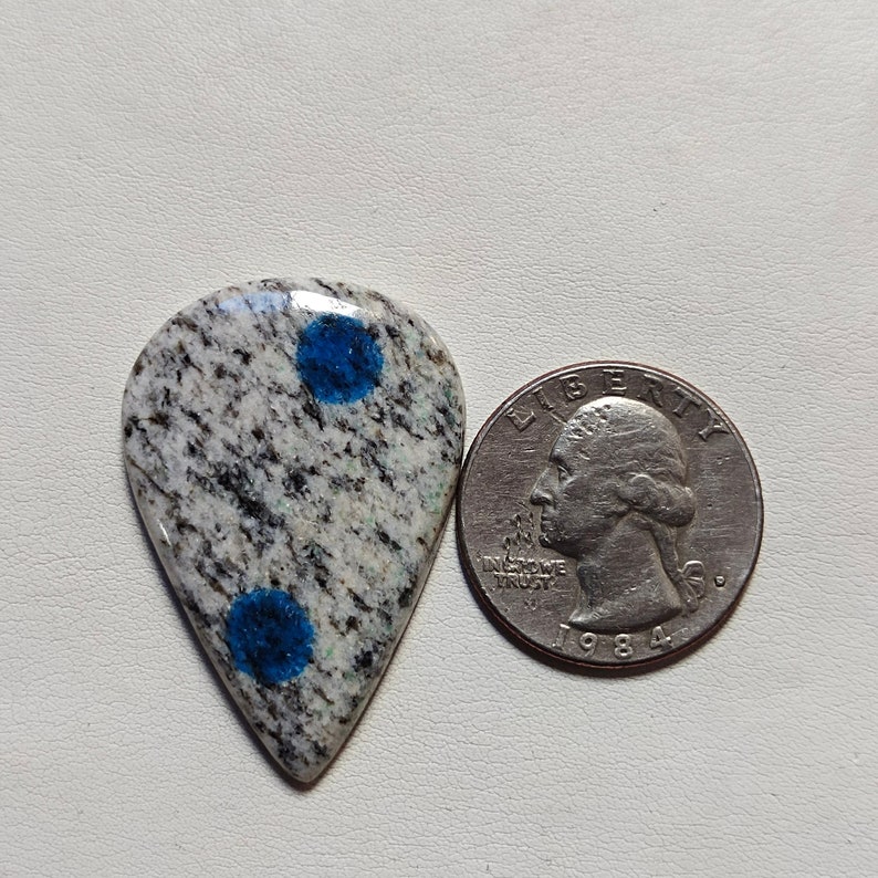 Pear Shape Size 39x26x4mm 37Cts Raindrop Azurite White Granite Loose Healing Palmstone Gemstone Natural K2 Jasper Cabochon Gemstone