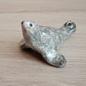 Sea Lion figurine, Raku animal, Ceramic figurine