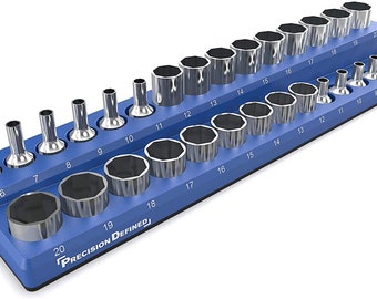 Single 1/2-Inch x 14 Clips Precision Defined Aluminum Tool Socket Holder Black Heavy Duty Organizer Single 1/2-Inch x 14 Clips Precision Defined Aluminum Tool Socket Holder Black Heavy Duty Organizer