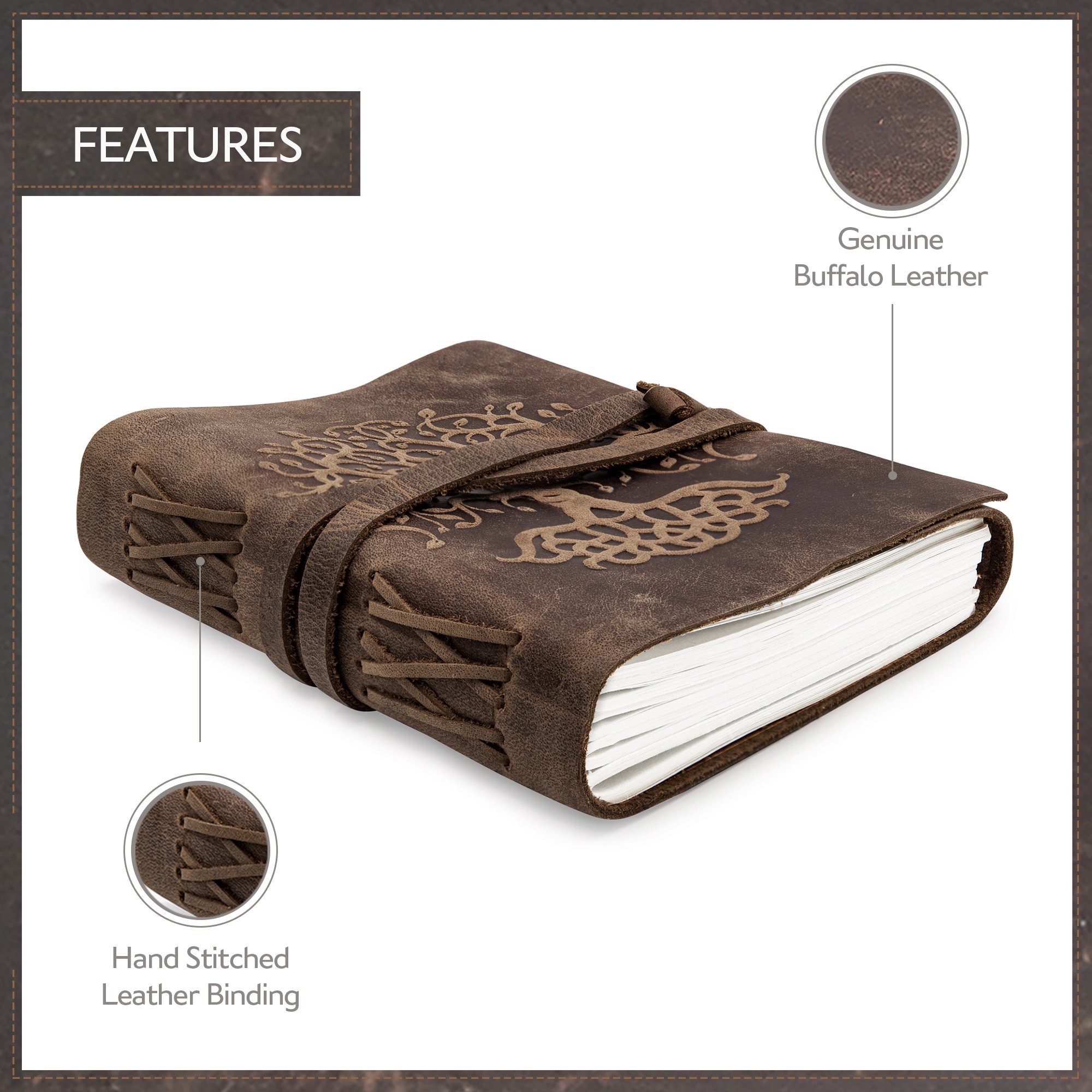 Genuine Leather Journal Notebook Unlined 120 Pages Handmade Etsy