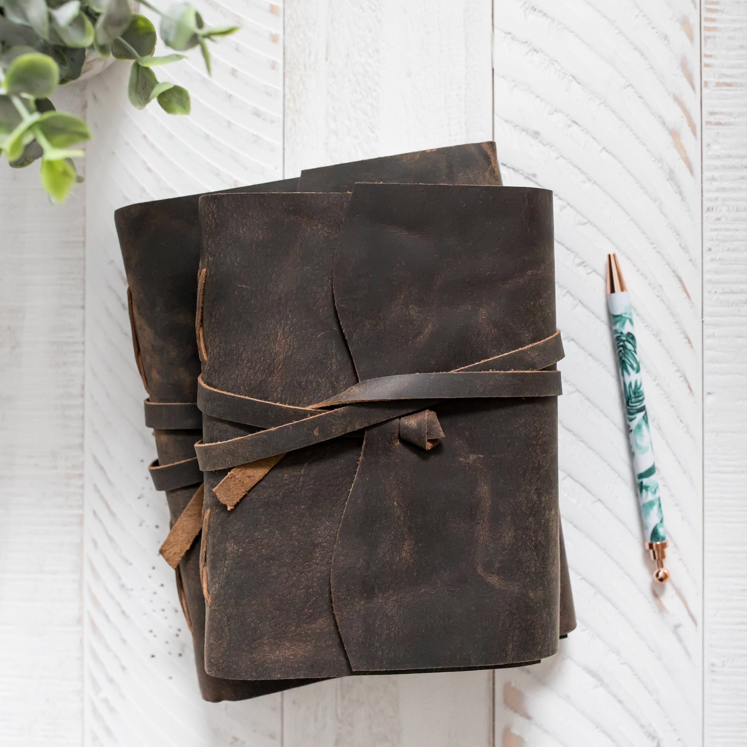 Genuine Leather Journal Notebook, Unlined 120 Pages, Handmade Leather…