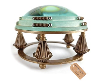 Vintage Brass Desk Magnifying Antique Brown Finish Desk Accessory Home Office Decor Nautical Gift Item